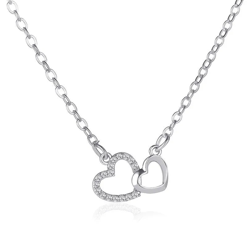 Gold engagement nacklace with heart for women