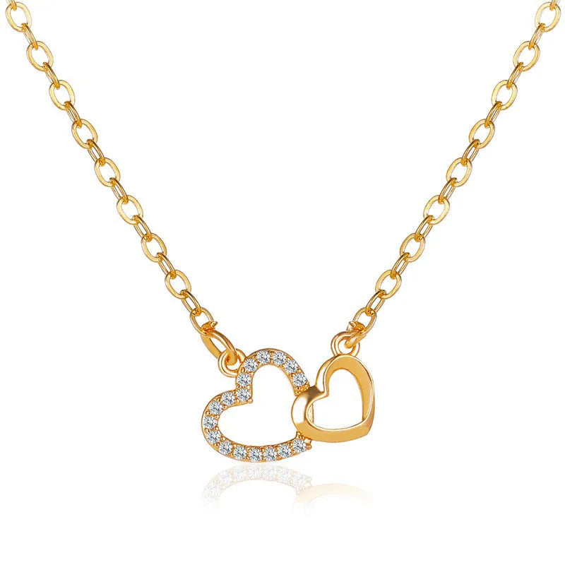 Gold engagement nacklace with heart for women